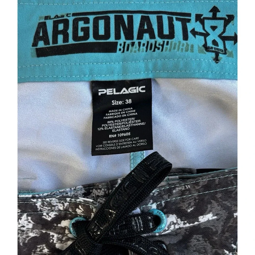 Pelagic Argonaut Mens Surfing Boardshorts Coral Camo Blue Size 38